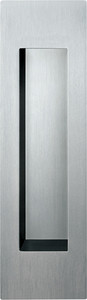 Stainless Steel barn door pull in the open position